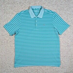 Vineyard Vines Polo Shirt Mens XL Green Striped Performance Stretch Whale